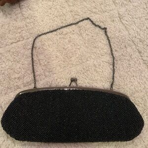 Elegant Black Beaded Clutch